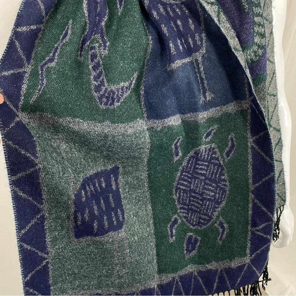 Soft Warm Cave Painting Animal Design Long Tassel Scarf